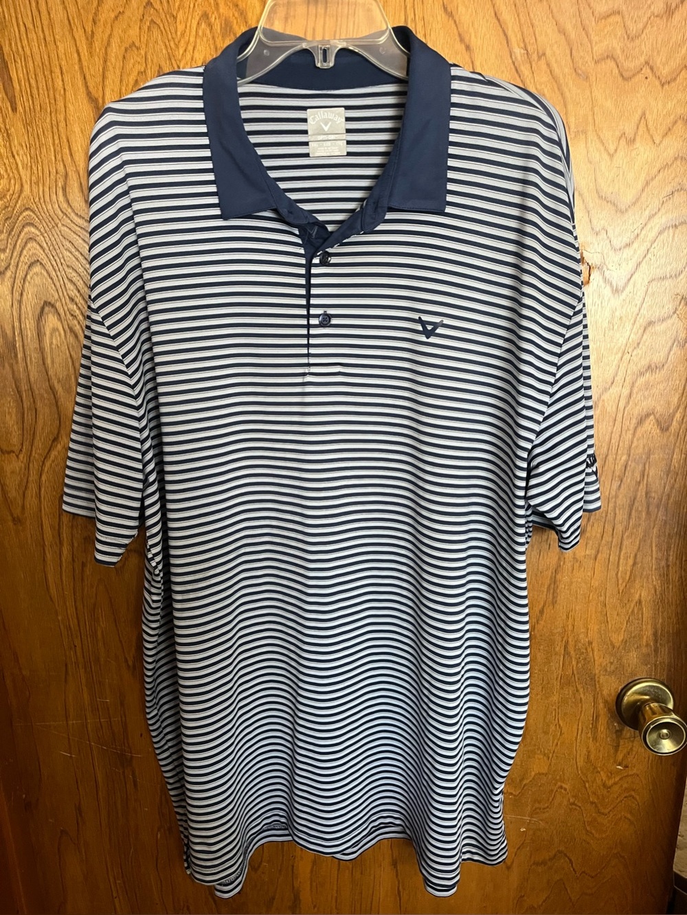 Callaway Navy and White Striped Polo Shirt
